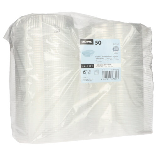 6000 Verpackungsbecher mit Klappdeckeln, PP 8-eckig 250 ml 2,8 cm x 11 cm x 11 cm transparent