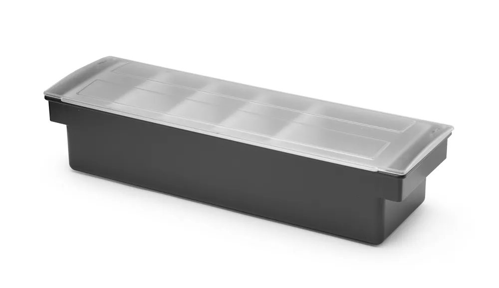 Zutatenbehälter – 5 Fächer, BarUp, Schwarz, 480x150x(H)100mm