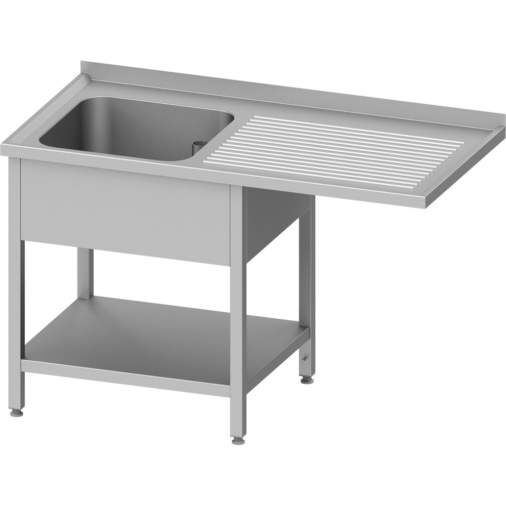 Spültisch mit Grundboden, und Überstand, 1400x600x900 mm, mit einem Becken links, mit Aufkantung, verschweißt