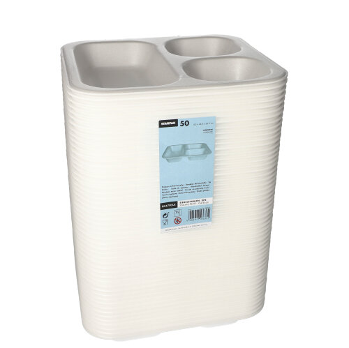 1600 Siegelschalen, XPS 3-geteilt 1150 ml 4,2 cm x 24,5 cm x 26,5 cm weiss laminiert