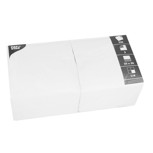 24000 Servietten, 3-lagig 1/4-Falz 33 cm x 33 cm weiss