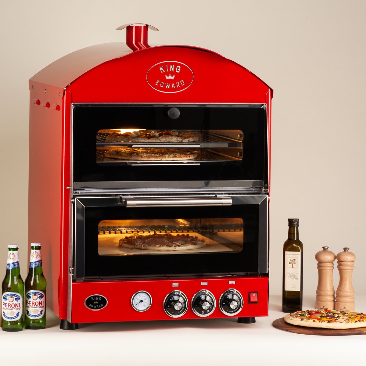 King Edward Vintage Pizzaofen PK1W mit Warmhaltefach King Edward Vintage Pizzaofen PK1W mit Warmhaltefach