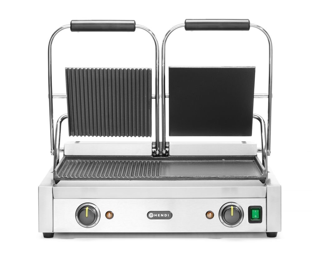 Kontaktgrill - Doppelversion, HENDI, halb glatt, halb gerillt, 230V/3600W, 575x430x(H)510mm