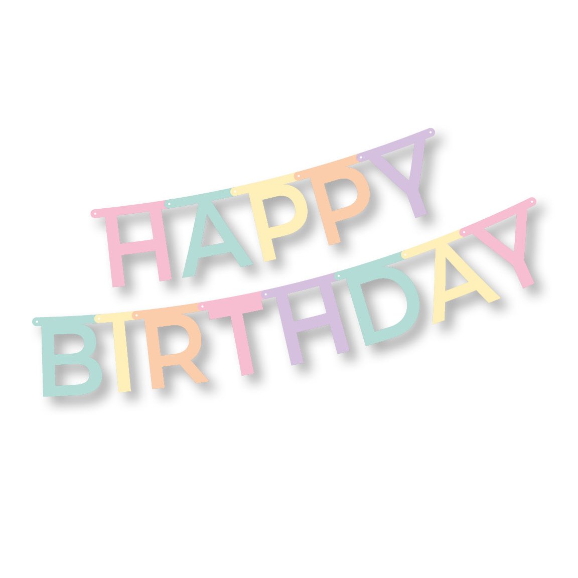 2592 Grußkette 1,8 m x 13,8 cm "Happy Birthday" pastell