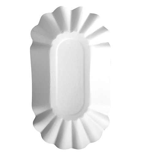 30000 Schalen, Pappe "pure" oval 10,5 cm x 20 cm x 3,5 cm weiss