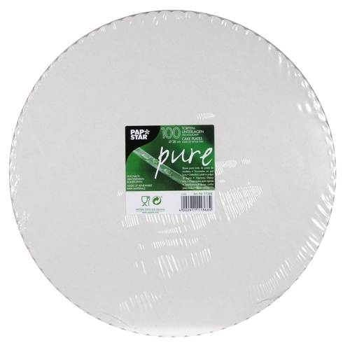 9000 Tortenunterlagen, Pappe "pure" rund Ø 28 cm weiss mit gezacktem Rand