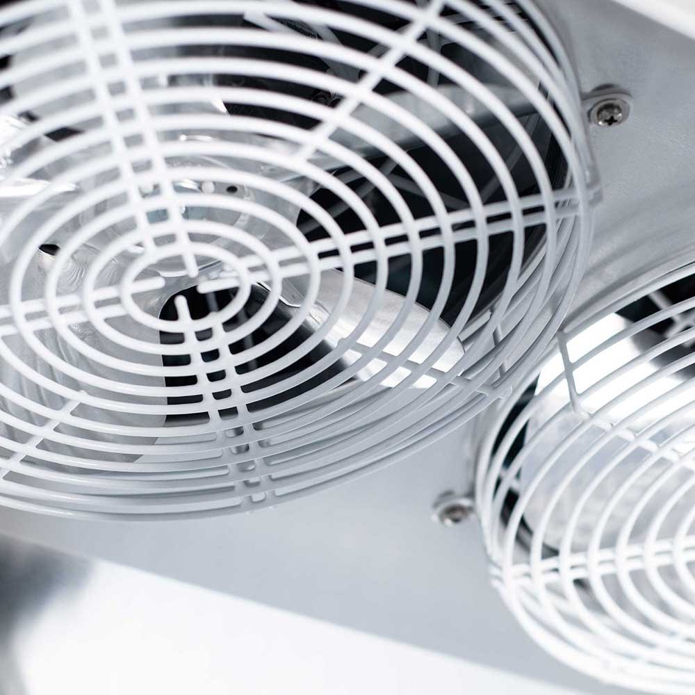 Edelstahl Doppeltür-Kühlschrank mit Rädern, GN 2/1, 1480x830x2010 mm (BxTxH)