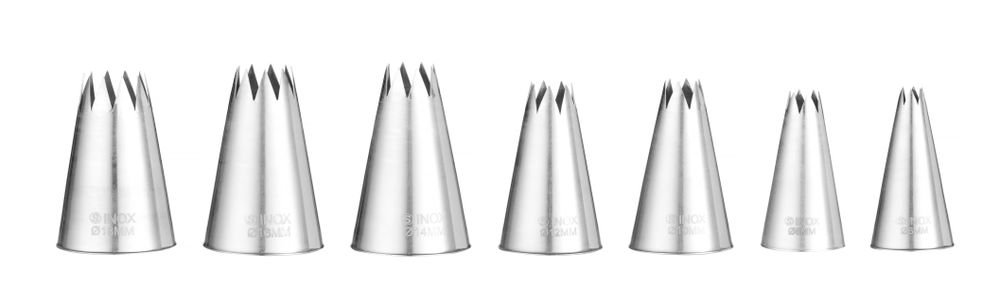 Spritztüllen - Stern, ø6-8-10-12-14-16-18, 7 Stk Spritztüllen - Stern, ø6-8-10-12-14-16-18, 7 Stk