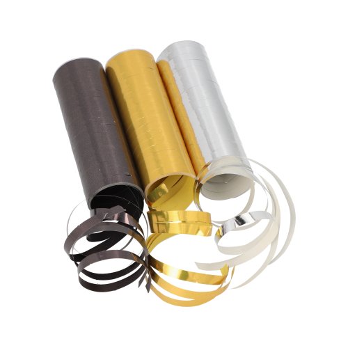 3 Luftschlangen 4 m schwarz/gold/silber "Metallic" 3024 Luftschlangen 4 m schwarz/gold/silber "Metallic"