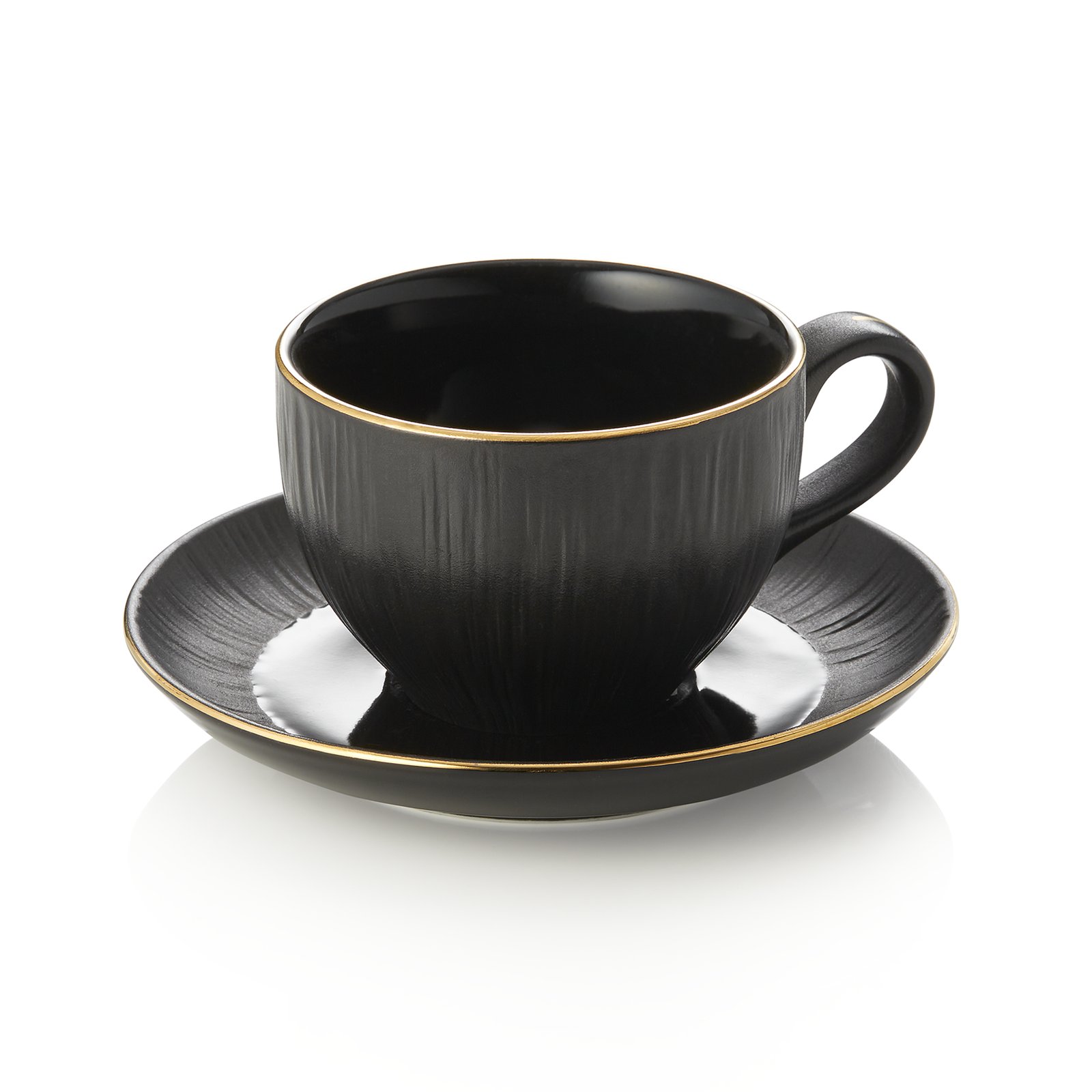 Cappuccinotasse mit Untertasse Set MAYA KURO, 200 ml, schwarz