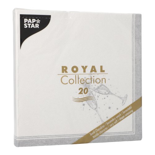 12000 Servietten "ROYAL Collection" 1/4-Falz 40 cm x 40 cm silber "Festivities"