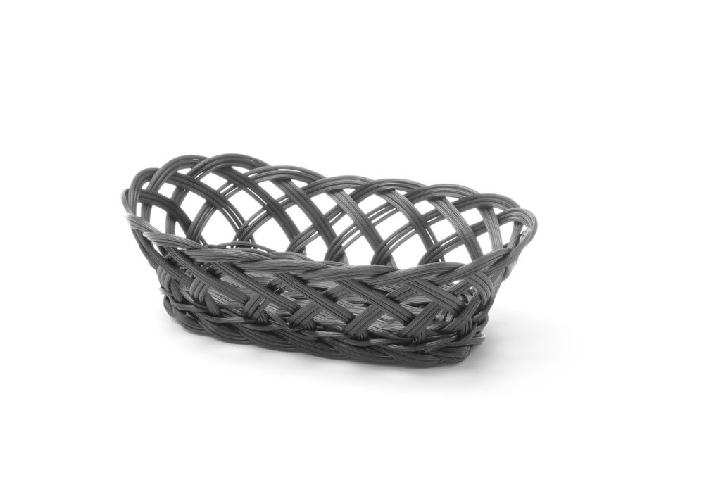 Körbe mit gewebtem Rand, HENDI, oval, Schwarz, 225x130x(H)55mm