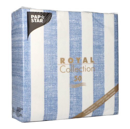 250 Servietten "ROYAL Collection" 1/4-Falz 40 cm x 40 cm blau "Lines" 12500 Servietten "ROYAL Collection" 1/4-Falz 40 cm x 40 cm blau "Lines"