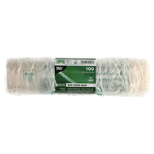 32000 Hemdchen-Tragetaschen, Bio-Folie 55 cm x 28 cm x 20 cm transparent Knotenbeutel auf Rolle