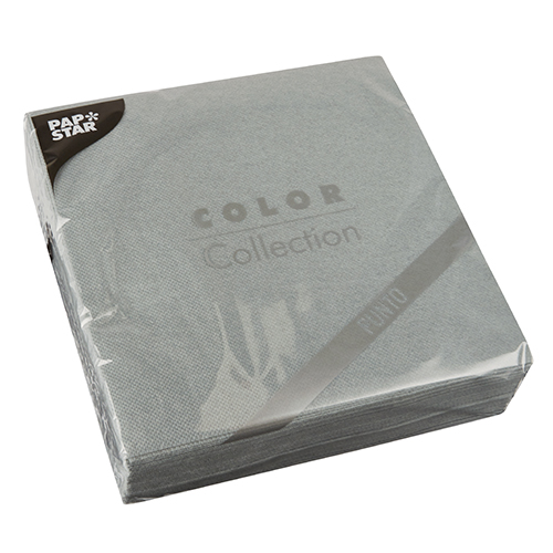 540 Servietten, 2-lagig "PUNTO" 1/4-Falz 38 cm x 38 cm grau mikrogeprägt 10800 Servietten, 2-lagig "PUNTO" 1/4-Falz 38 cm x 38 cm grau mikrogeprägt