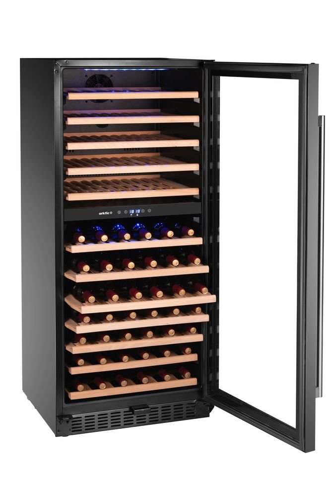 Weinkühler, 2 Zonen, 124 Flaschen, Arktic, 265L, Schwarz, 570x595x(H)1400mm