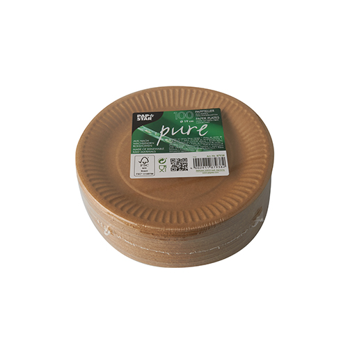 100 Teller, Pappe "pure" rund Ø 19 cm braun 32000 Teller, Pappe "pure" rund Ø 19 cm braun