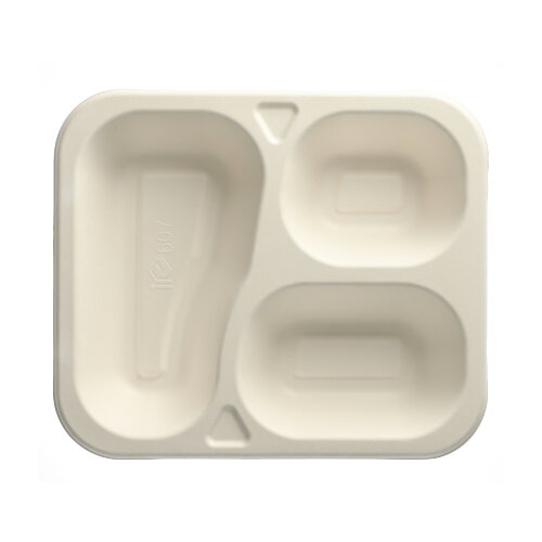 7200 Siegelschalen, Zuckerrohr 3-geteilt 925 ml 4,2 cm x 21,2 cm x 25 cm weiss
