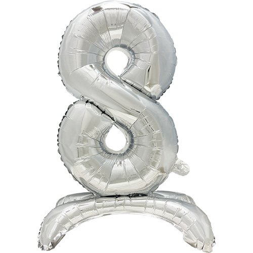 1 Folienluftballon 73 cm silber "8" stehend 3840 Folienluftballon 73 cm silber "8" stehend