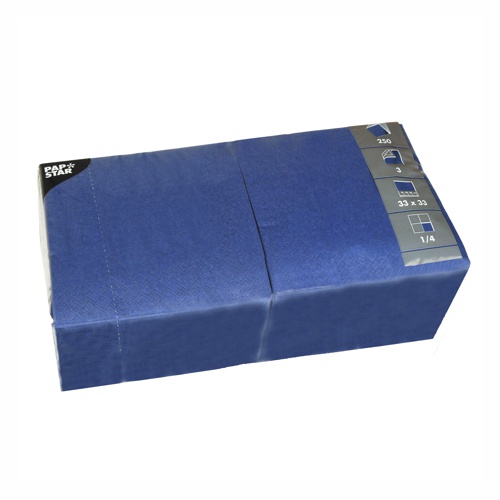 24000 Servietten, 3-lagig 1/4-Falz 33 cm x 33 cm dunkelblau