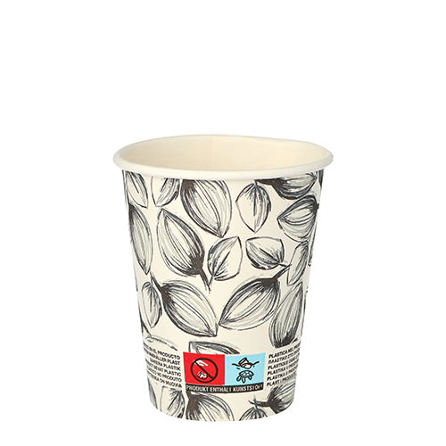 16000 Trinkbecher, Pappe "To Go" 0,2 l Ø 8 cm · 9,1 cm weiss "Leaves"