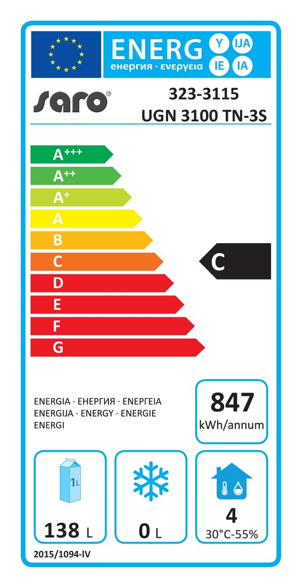 Unterbaukühltischmit3Schubladen,ModellUGN3100TN-3S