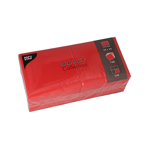 48600 Servietten "DAILY Collection" 1/4-Falz 24 cm x 24 cm rot